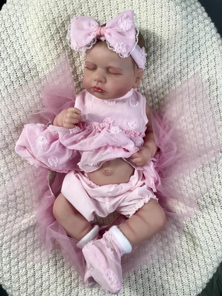 MRB 20" Full Body Silicone Vinyl Reborn Baby Doll – Washable LouLou Girl Realistic Newborn Toy for Birthday & Christmas Gifts