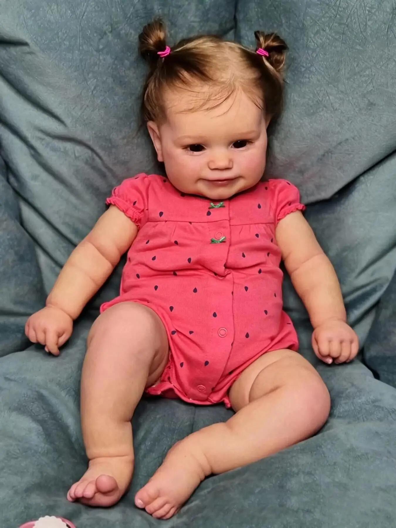 50CM Full Body Soft Silicone Maddie Reborn Baby Girl Doll Lifelike Soft Touch Genesis Painted Doll with Visible Veins