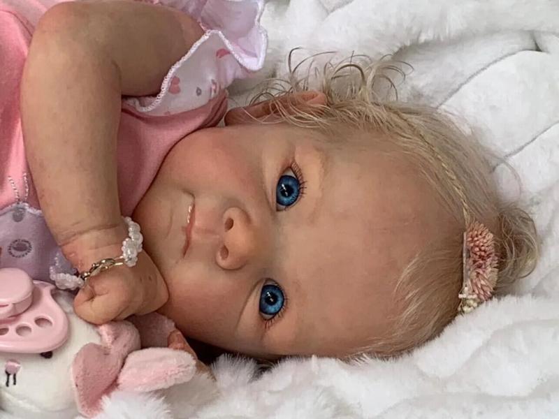 45cm Reborn Baby Bettie Full Body Doll, 3D Painted Skin, Hand-Rooted Hair
