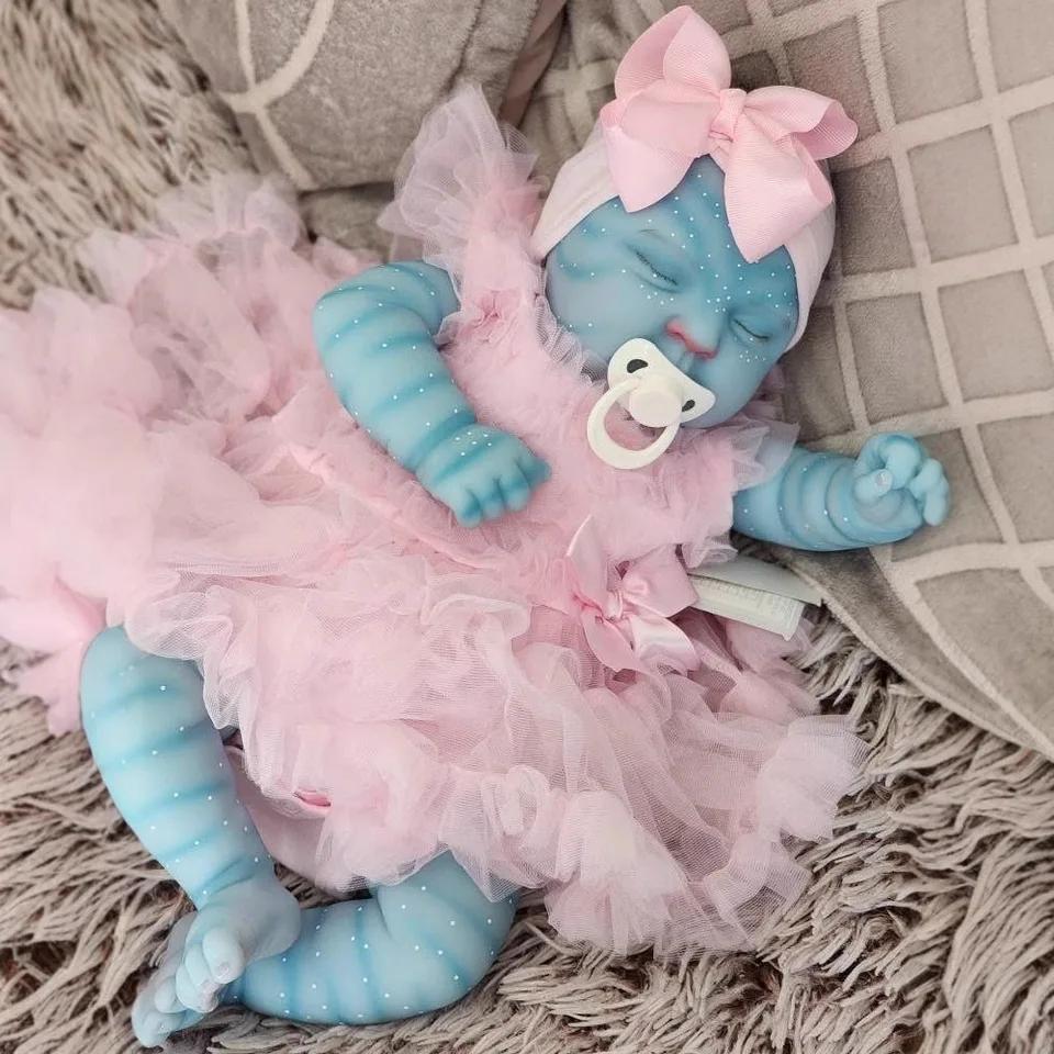 19-Inch Peaches Avatar Full Body Vinyl Reborn Baby Doll – Handmade with Realistic 3D Skin, Waterproof & Bathable Collectible Toy SD Quality