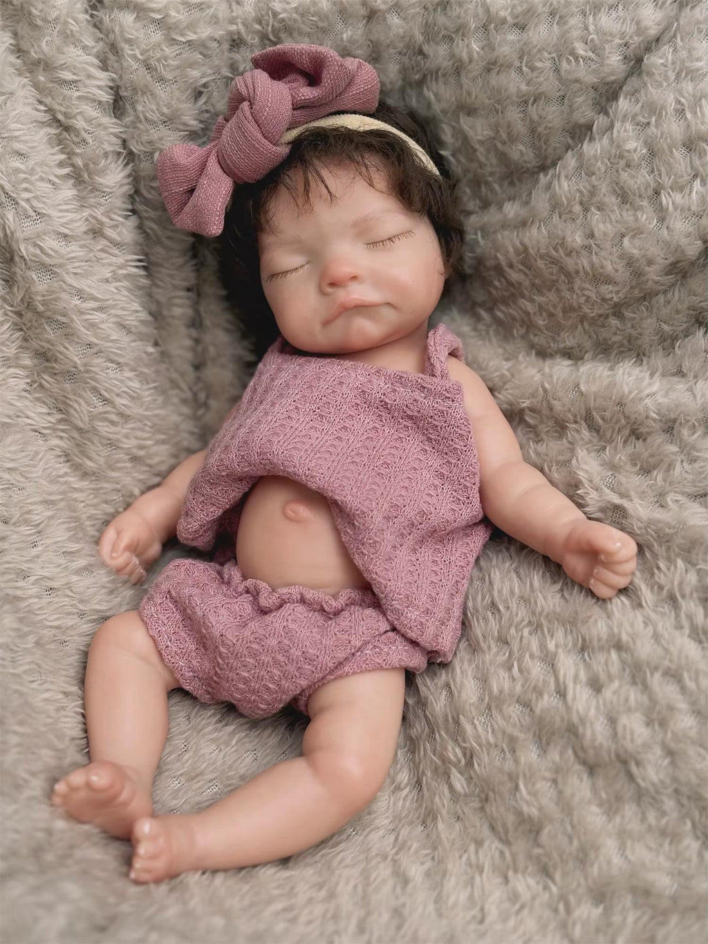 26CM Waterproof Solid Silicone Reborn Baby Girl – Handmade with Rooted Hair, Soft Touch, Lifelike Newborn Doll