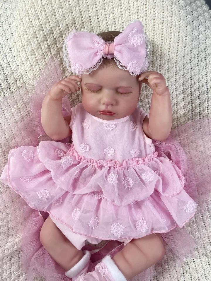 MRB 20" Full Body Silicone Vinyl Reborn Baby Doll – Washable LouLou Girl Realistic Newborn Toy for Birthday & Christmas Gifts