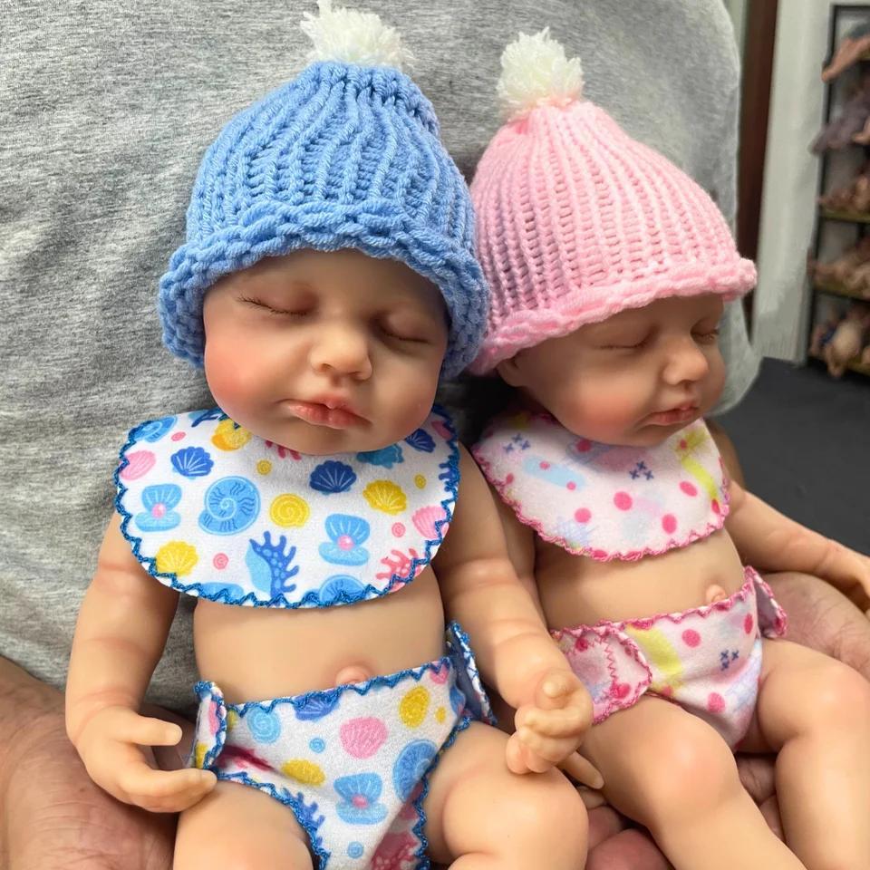 13-Inch Full Silicone Reborn Baby Doll – LouLou Twins Boy or Girl with Original Limbs, Mini Silicone Doll, Perfect Christmas Gift SD Quality