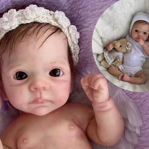 28cm Full Body Waterproof Silicone Reborn Baby Girl – Rooted Hair, Hand-Painted Skin, Lifelike & Handmade