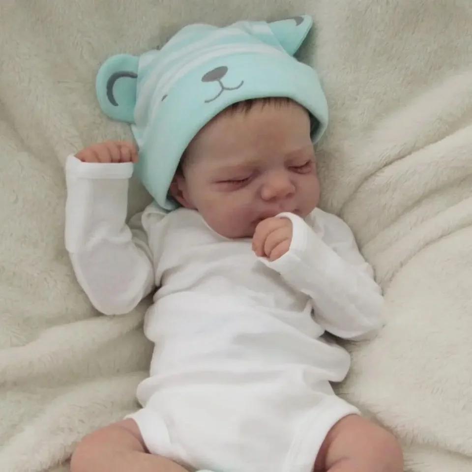 48cm Lifelike Reborn Baby Girl Doll – Soft Vinyl Body with 3D Painted Veins, Realistic Sleeping Doll, Bathe-Friendly Toy