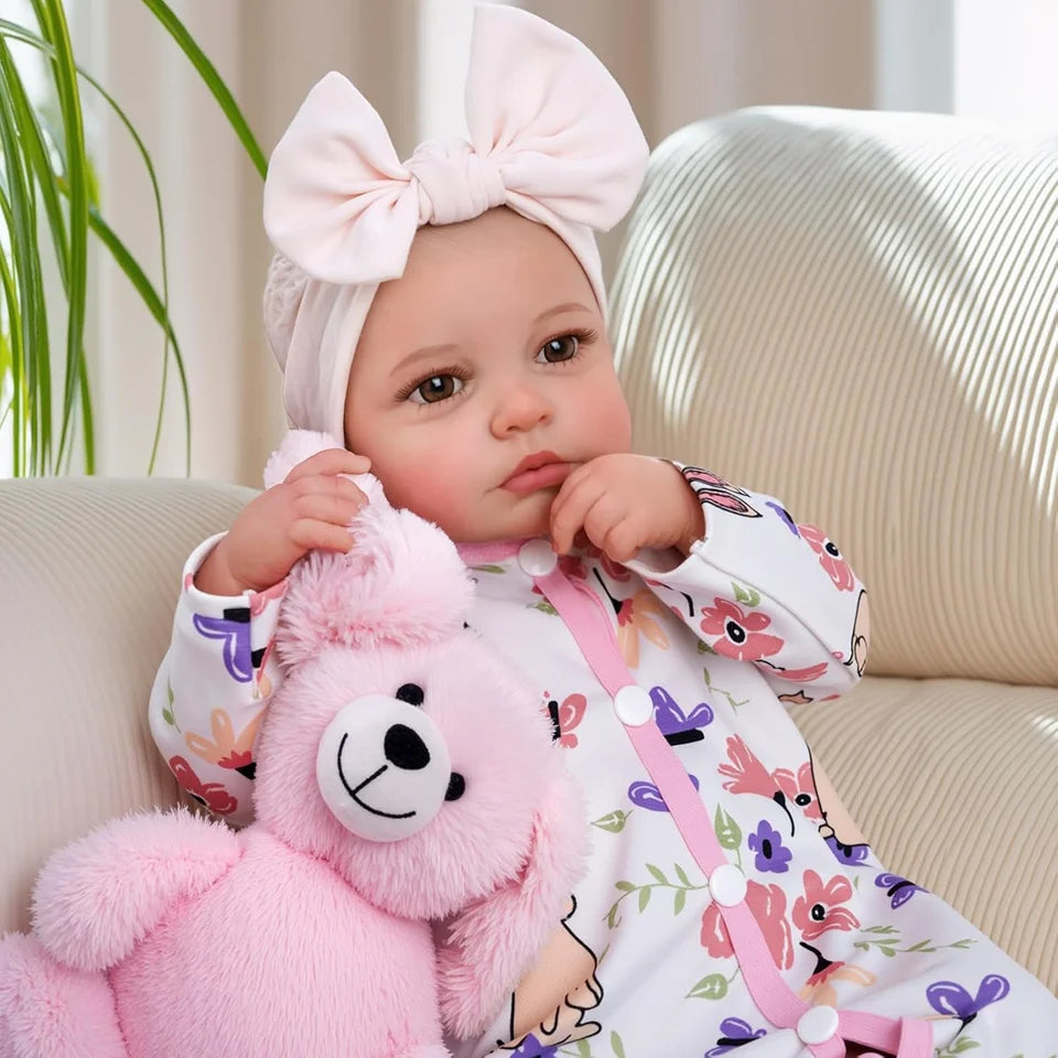 19-Inch LouLou Handmade Lifelike Vinyl Baby Doll – Full Body, Realistic Painting, Soft-Touch, Awake Collectible Figure