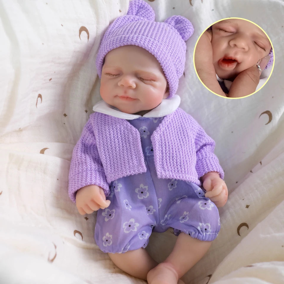 32cm Premie Reborn Doll – Full Solid Platinum Silicone, Super Soft, Flexible, Open-Mouth Newborn