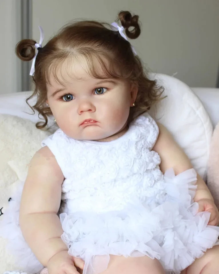 60cm 24" Realistic Reborn Baby Doll Girl – Soft Silicone 3D Skin with Visible Veins, Handmade Birthday Gift
