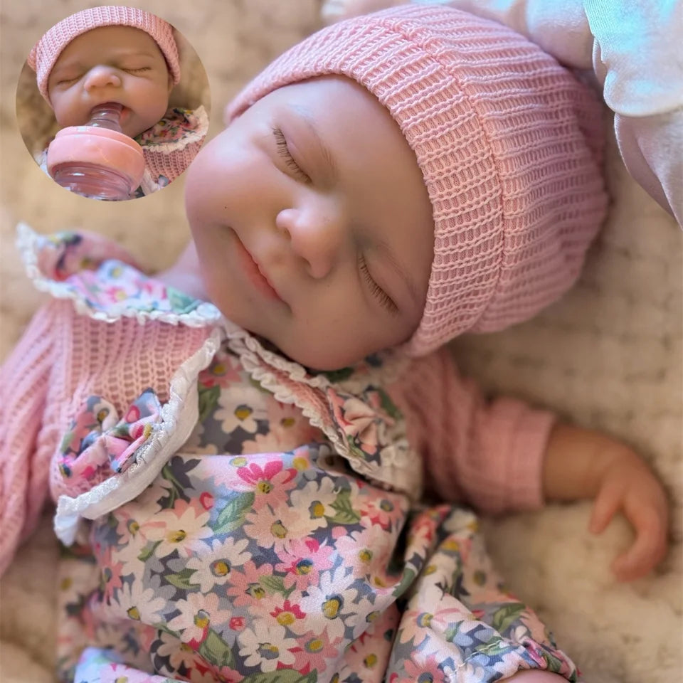 Open-Mouth 33cm Pascale Full-Body Silicone Reborn Girl Doll – Painted Skin, Washable, Soft-Touch Newborn