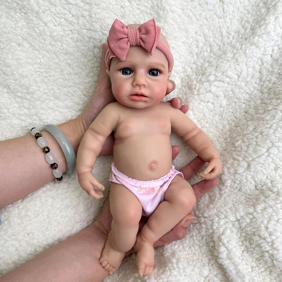 12" Realistic Silicone Reborn Baby Doll – Soft Rebirth Girl with Hand-Rooted Hair, Perfect for Artists, Collectors & Gift Model