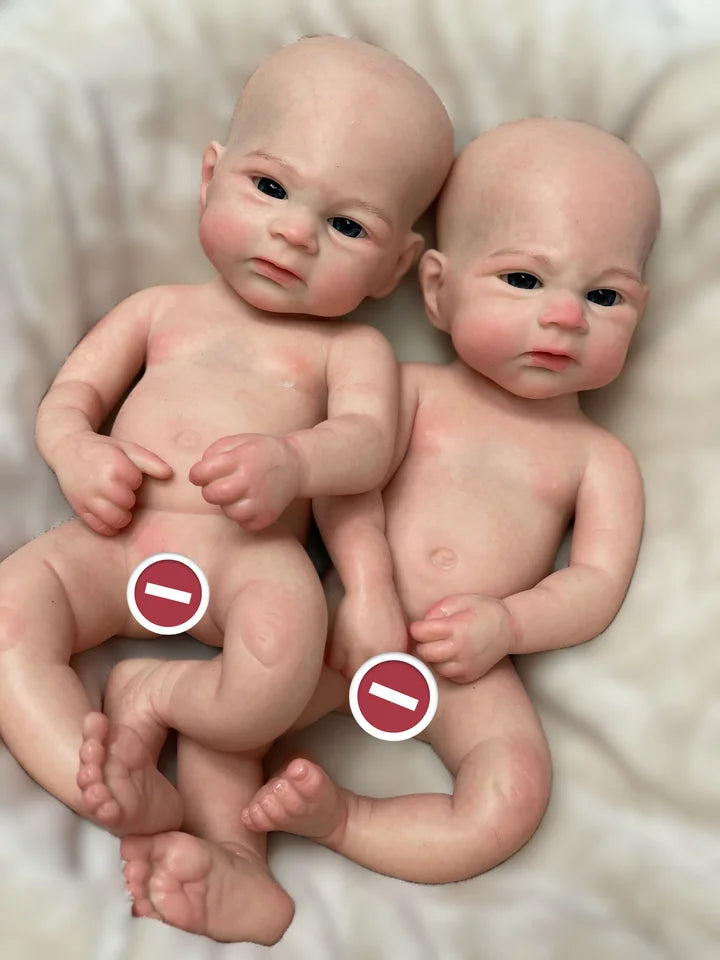 13-Inch Full Body Silicone Newborn Reborn Doll – Vivienne & Elijha All-Silicone Baby (Painted or Unpainted)