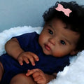 20 Inch African American Reborn Baby Doll – Dark Skin Newborn with Rooted Hair, Handmade Gift for Girls