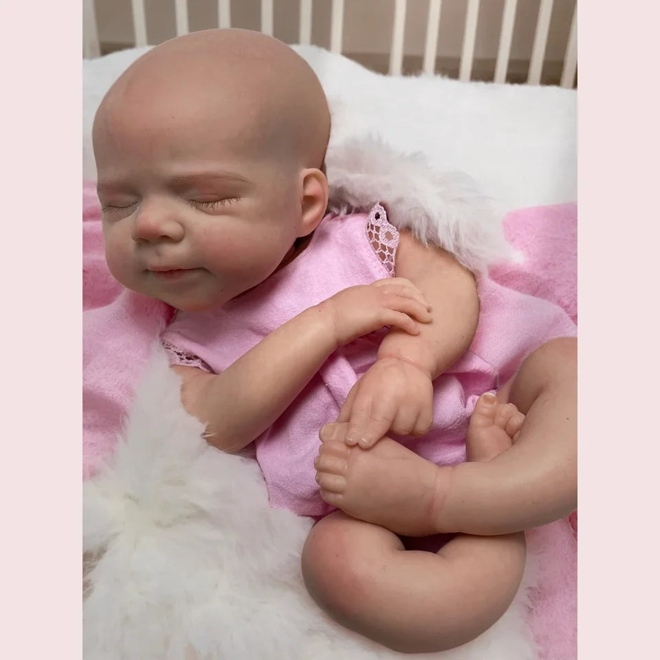 13-Inch Realistic Full Body Silicone Reborn Baby Girl Doll – Soft Newborn Feel, Open Mouth