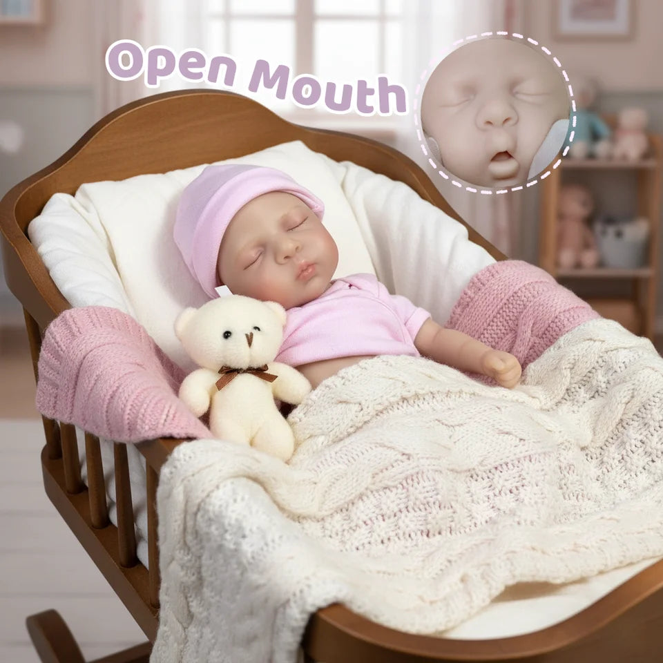 33CM Silicone Reborn Baby Girl “Luna” – Painted & Unpainted, Open Mouth, Soft Lifelike Newborn Doll