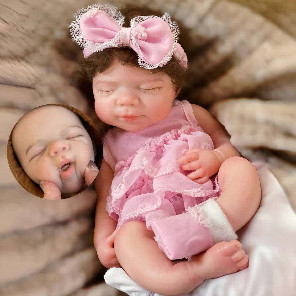 13-Inch Pascale Reborn Baby Girl Doll – Full Body Soft Silicone, Open Mouth, Hand-Painted Realistic Design