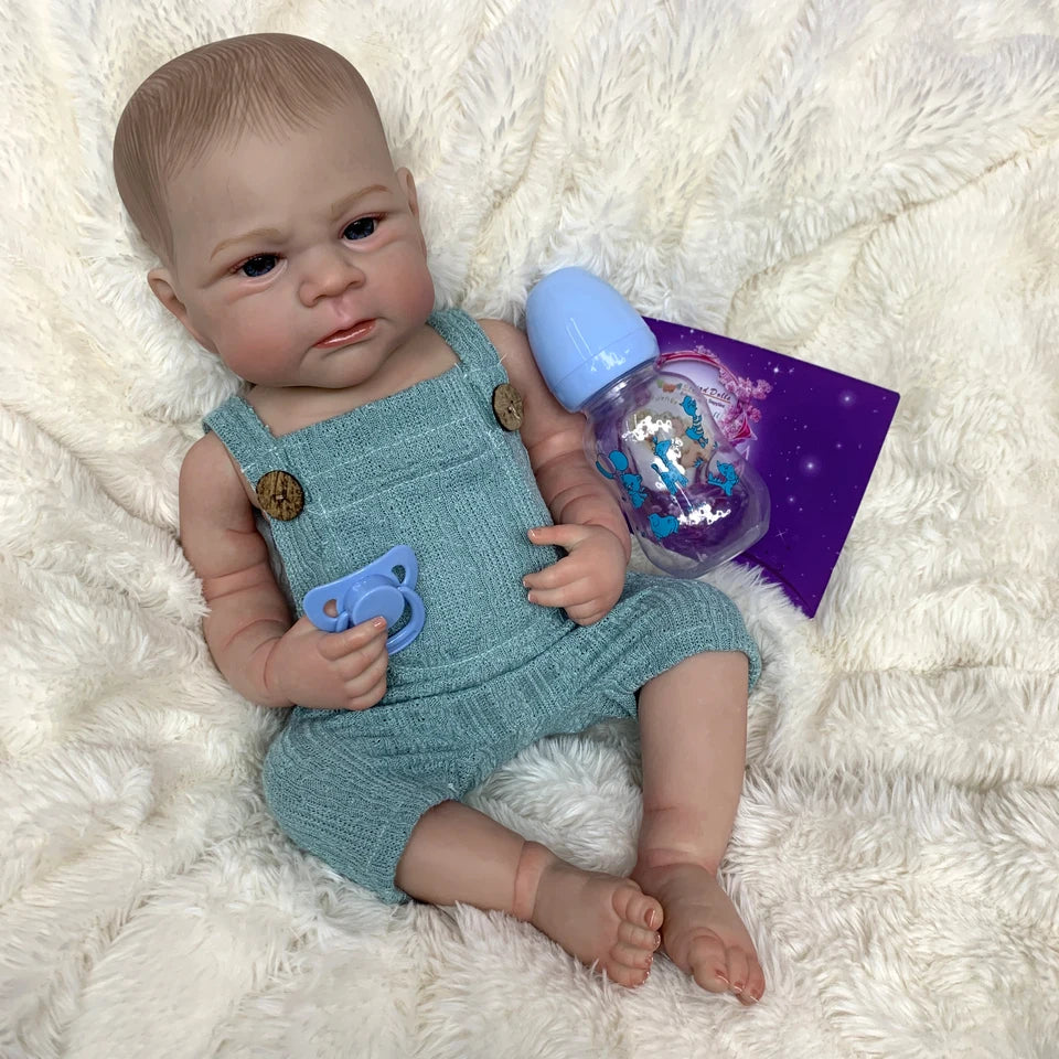19 Inch Elijah Reborn Baby Boy Doll – Full Body Soft Silicone Vinyl, Washable Realistic Doll Gift