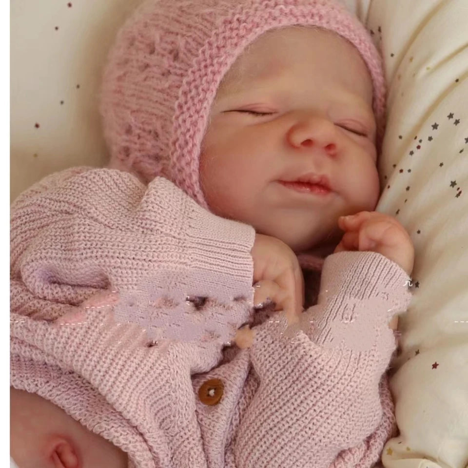 18–20 Inch Full Body Soft Vinyl Reborn Baby Girl Doll – Handmade Lifelike with Painted Hair
