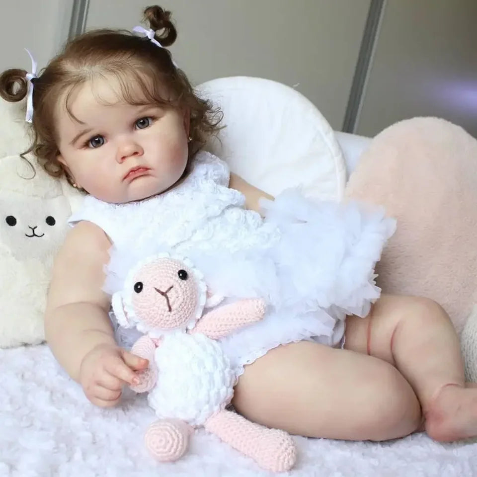 60cm 24" Realistic Reborn Baby Doll Girl – Soft Silicone 3D Skin with Visible Veins, Handmade Birthday Gift