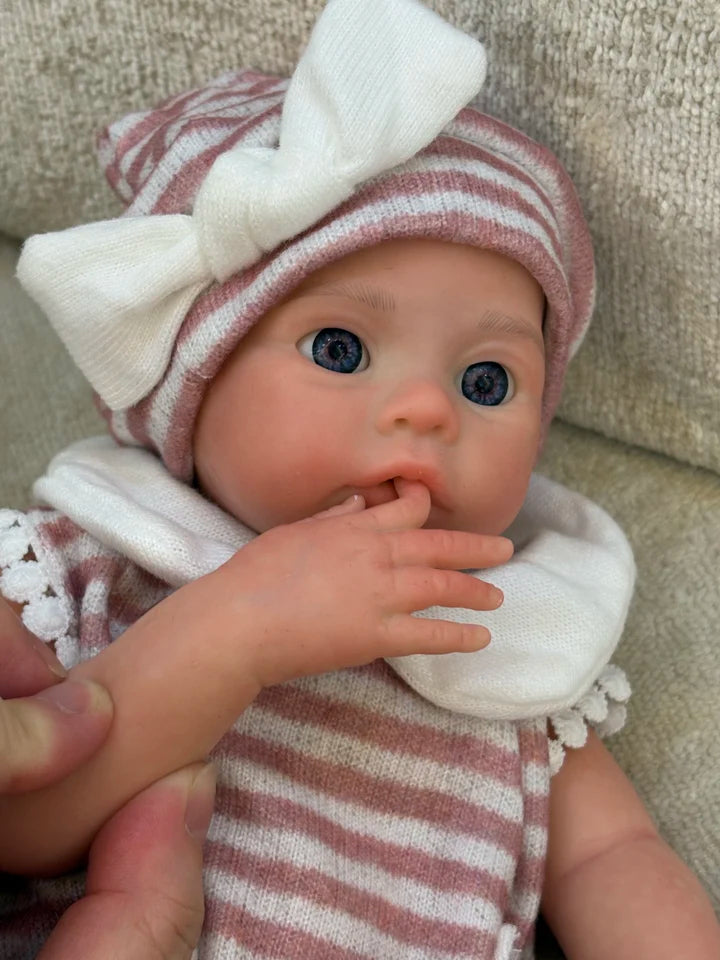 13-Inch Silicone Reborn Baby Girl – Open Mouth, Waterproof, Lifelike Painted