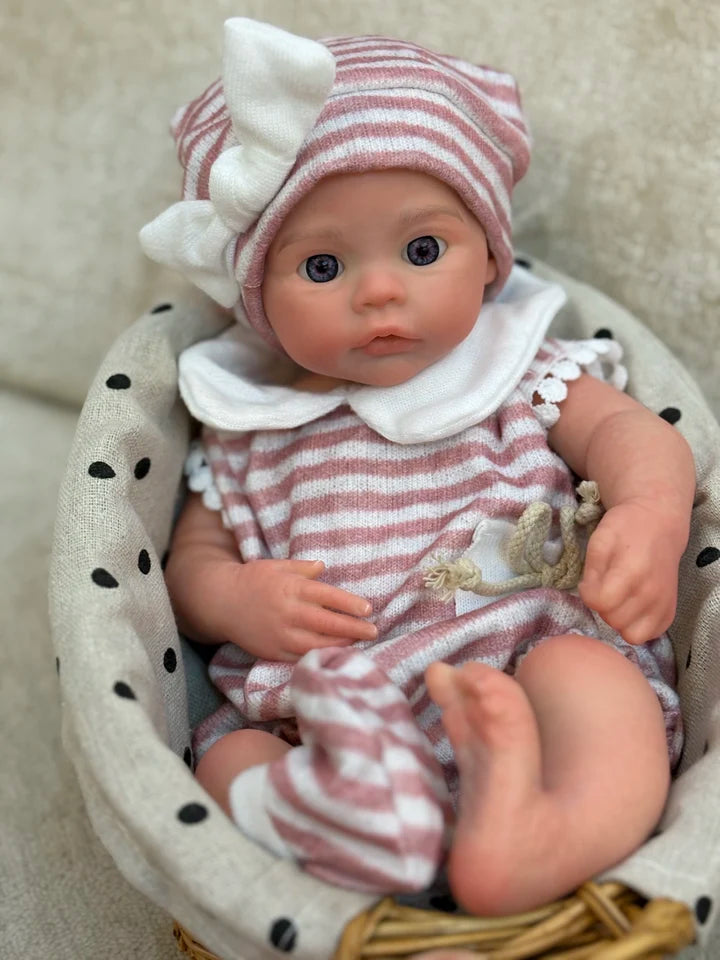 13-Inch Silicone Reborn Baby Girl – Open Mouth, Waterproof, Lifelike Painted