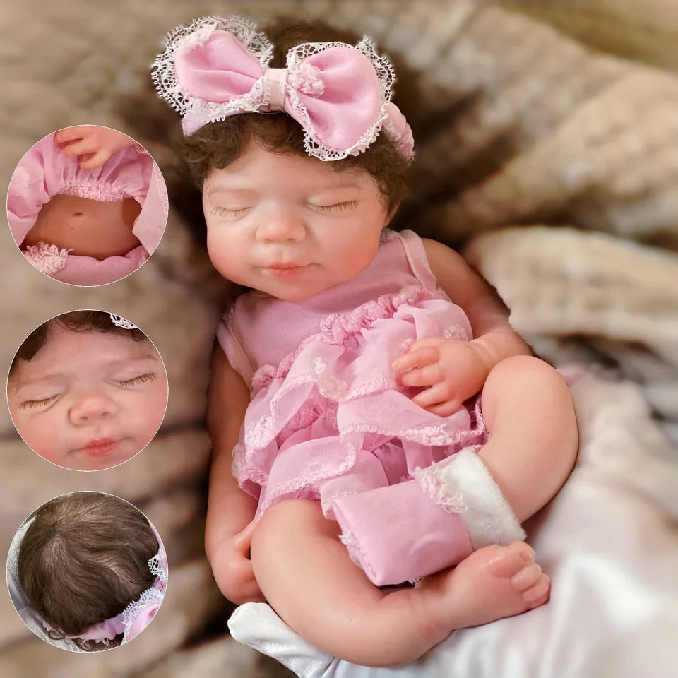 13" Pascale Bebe Girl Reborn Doll – Open-Mouth Silicone Newborn with Hand-Painted Details, Realistic Baby Toy