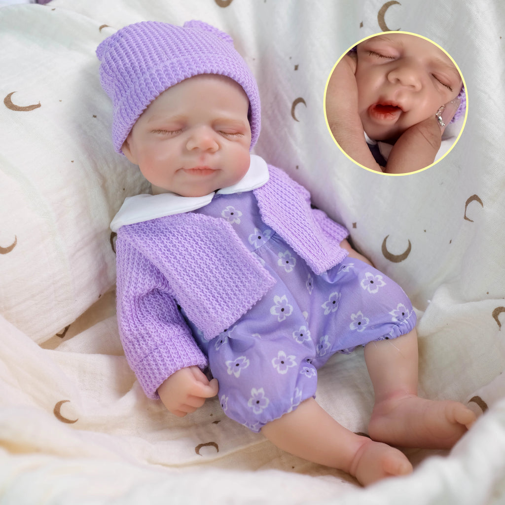 32cm Premie Reborn Doll – Full Solid Platinum Silicone, Super Soft, Flexible, Open-Mouth Newborn