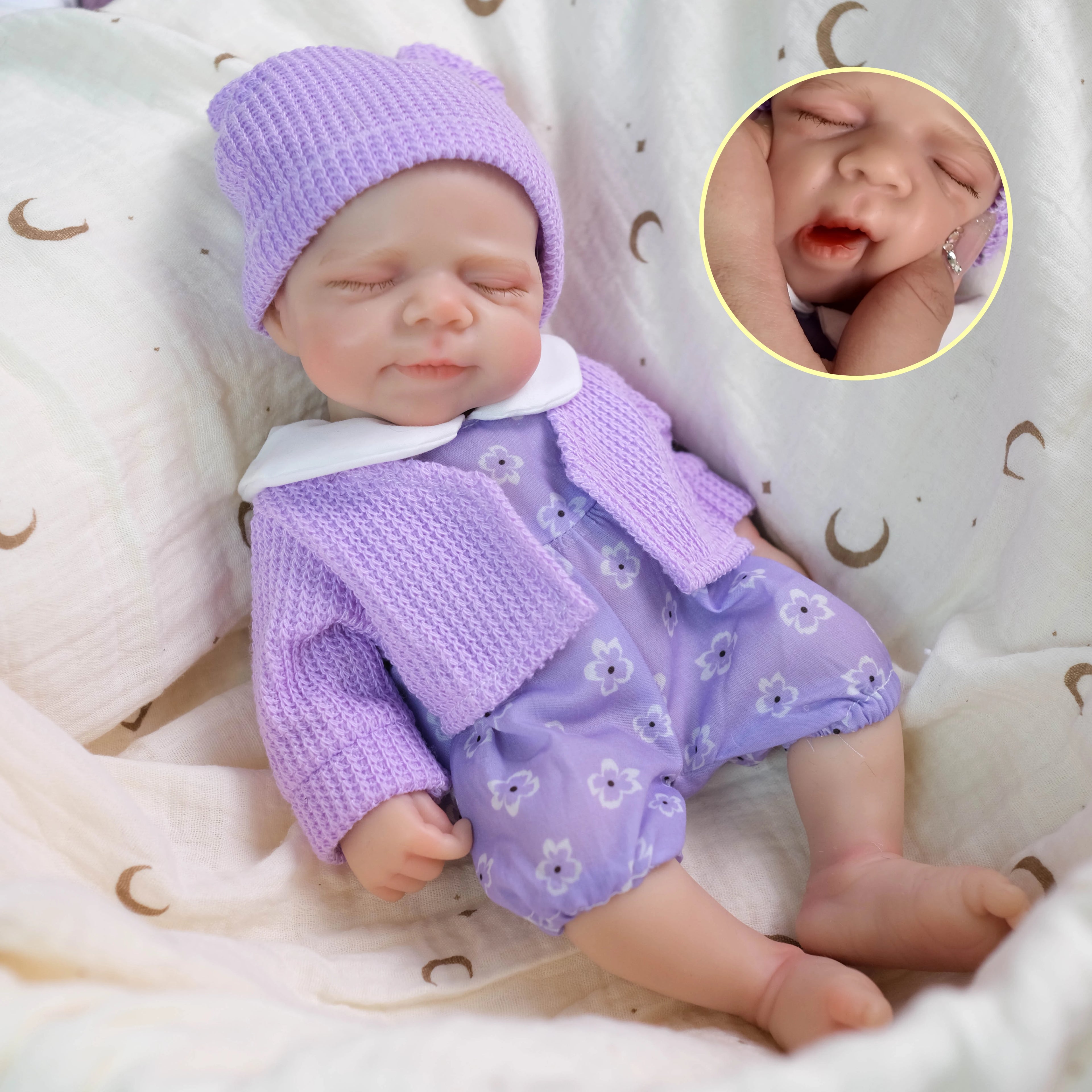 32cm Premie Reborn Doll – Full Solid Platinum Silicone, Super Soft, Flexible, Open-Mouth Newborn