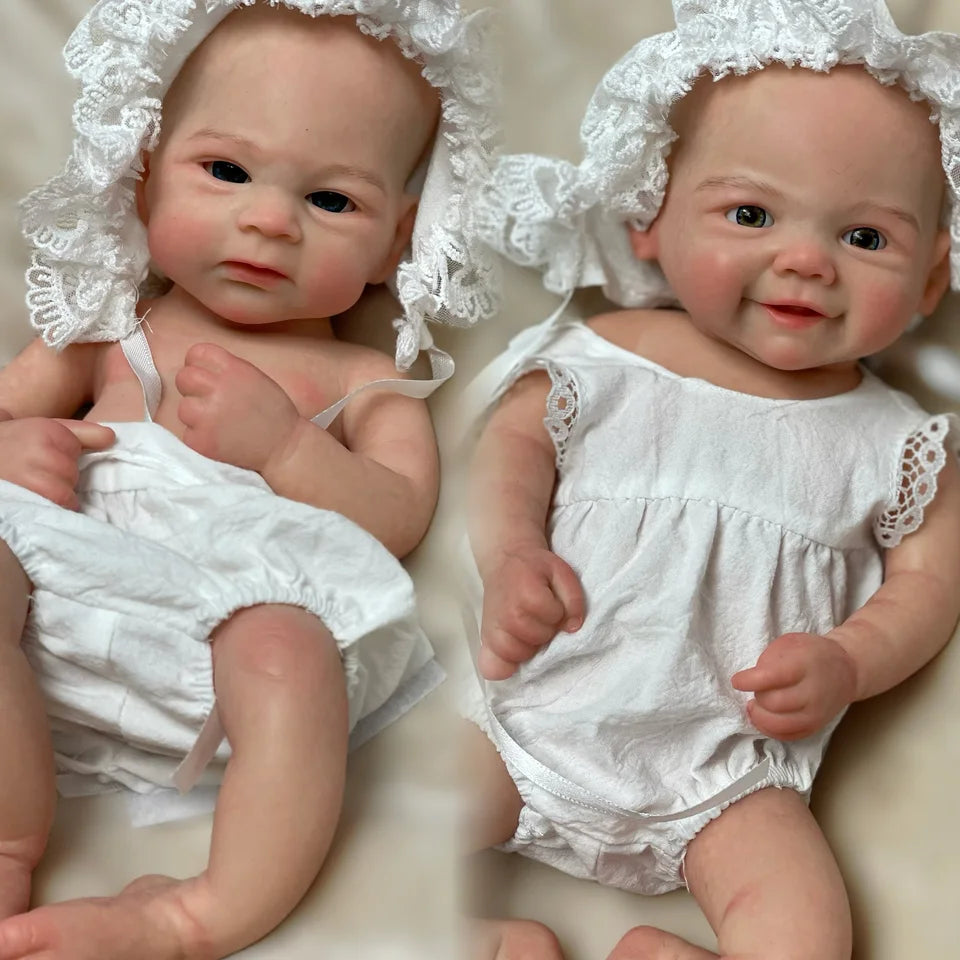 13-Inch Full Body Silicone Newborn Reborn Doll – Vivienne & Elijha All-Silicone Baby (Painted or Unpainted)