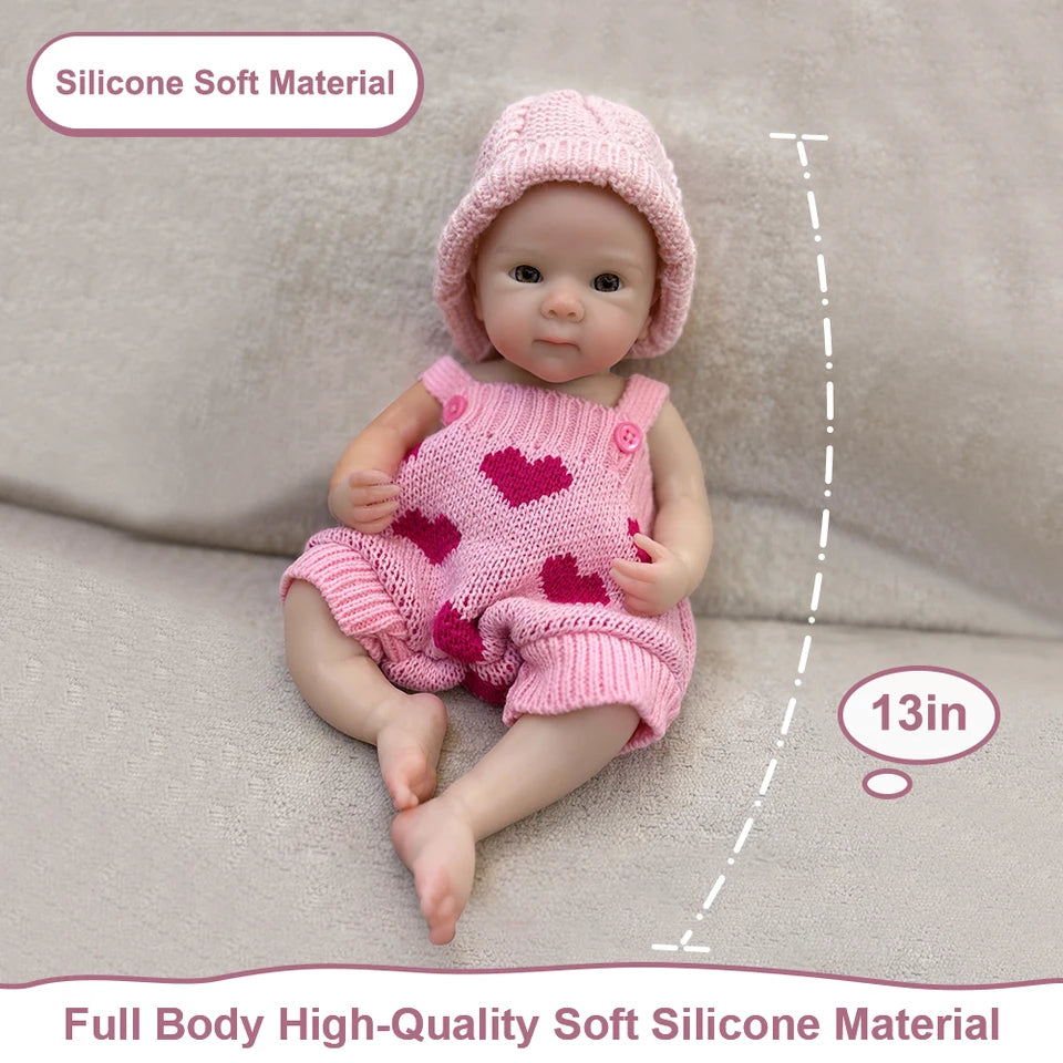 13-Inch Silicone Reborn Baby Girl “Bettie” – Handmade Lifelike Newborn with Open Mouth, Perfect for Children’s Birthday Gifts
