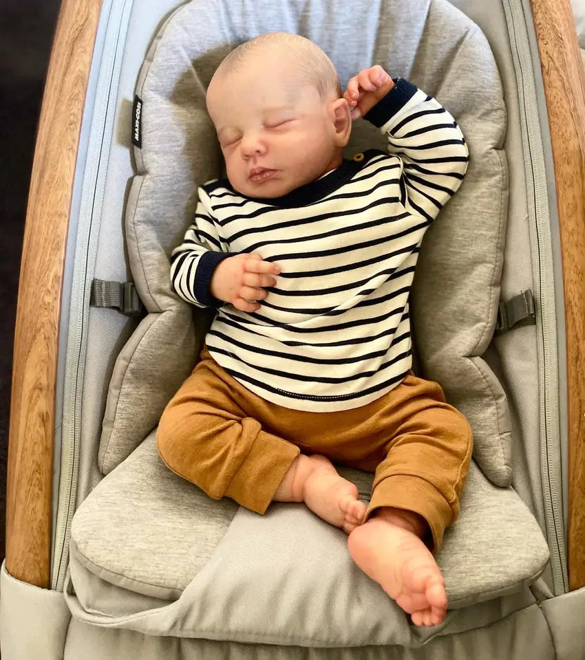 49CM Reborn Baby Doll LouLou – Asleep Newborn Soft Cuddly Body, Lifelike 3D Skin with Visible Veins