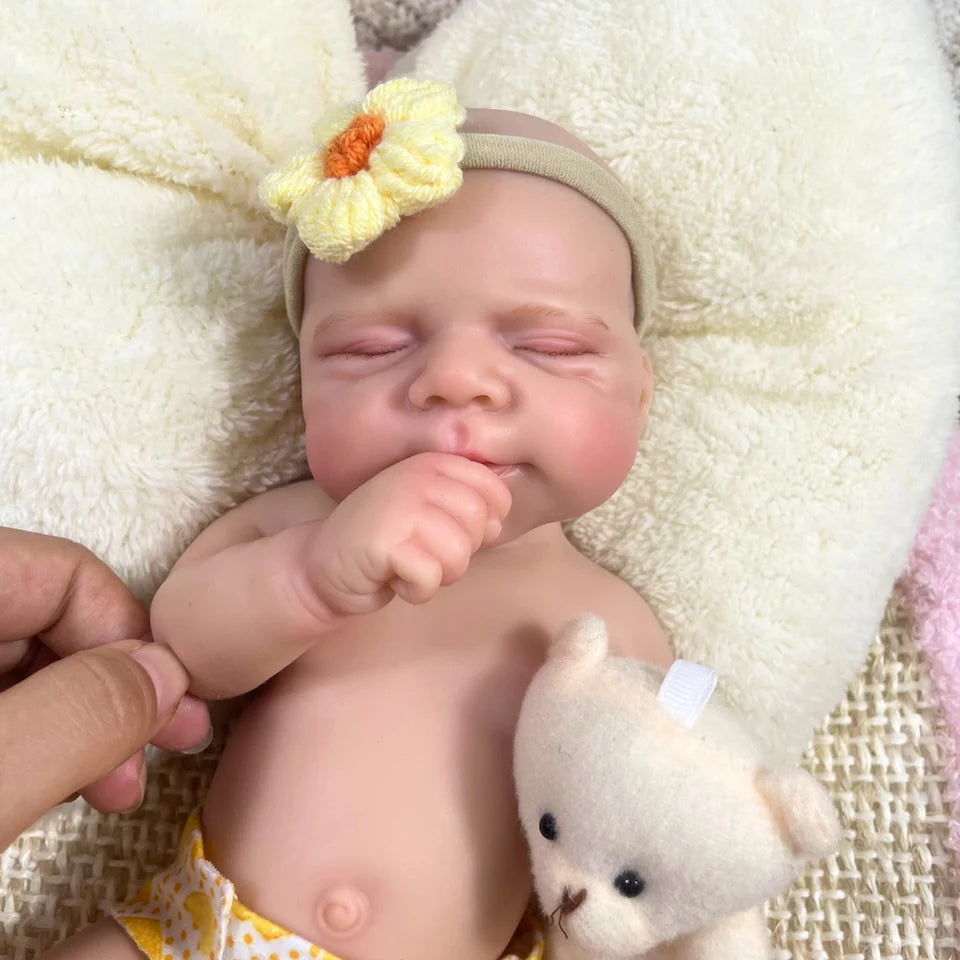 13-Inch Mini Silicone Reborn Baby Girl “Pascale” – Soft Solid Washable Body Doll for Birthday or Christmas Gifts