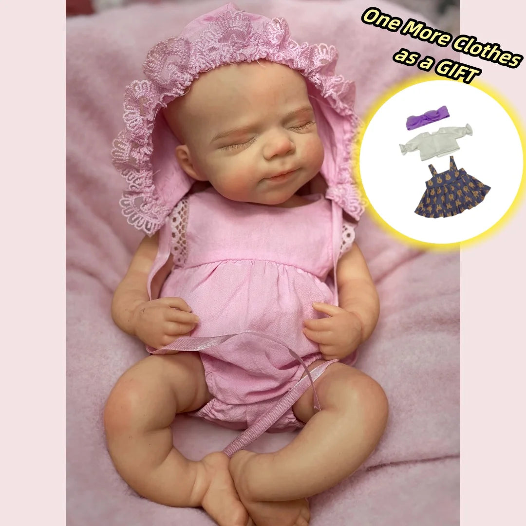 13-Inch Realistic Full Body Silicone Reborn Baby Girl Doll – Soft Newborn Feel, Open Mouth