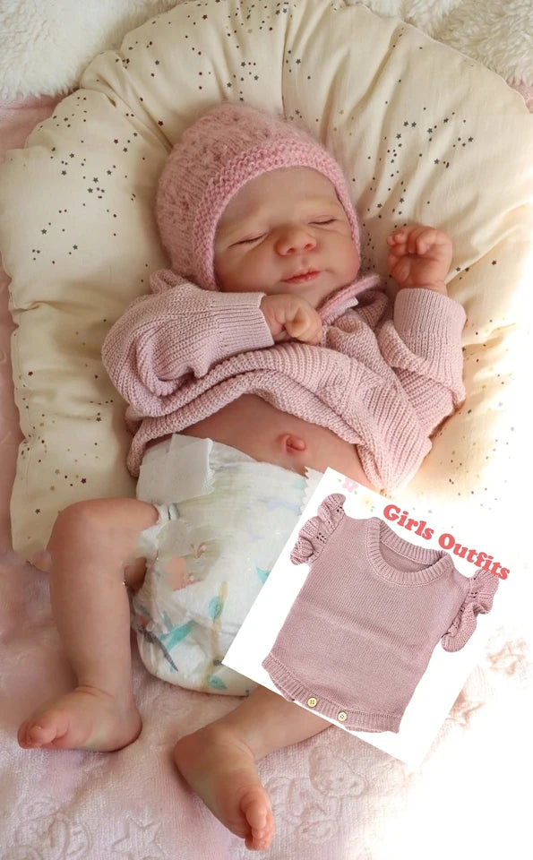 18–20 Inch Full Body Soft Vinyl Reborn Baby Girl Doll – Handmade Lifelike with Painted Hair