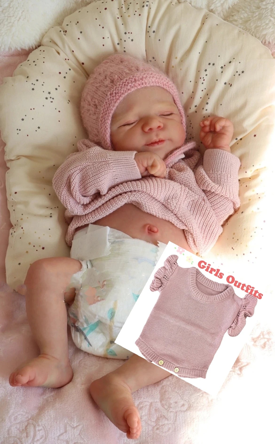 18–20 Inch Full Body Soft Vinyl Reborn Baby Girl Doll – Handmade Lifelike with Painted Hair