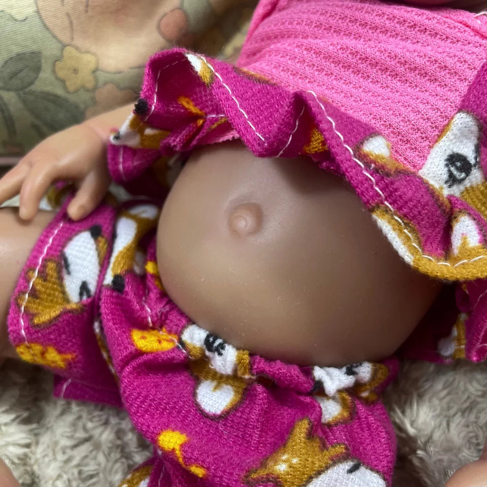 13" Luna Dark-Skin Silicone Reborn Baby Doll – African American Girl, Full Solid Silicone, Washable, Perfect Christmas Gift