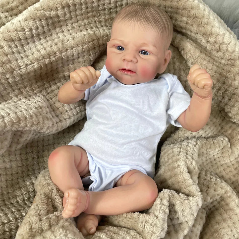 17 Inch Reborn Baby Doll – Elijah Newborn Handmade Doll with Painted Hair & 3D Skin Tone