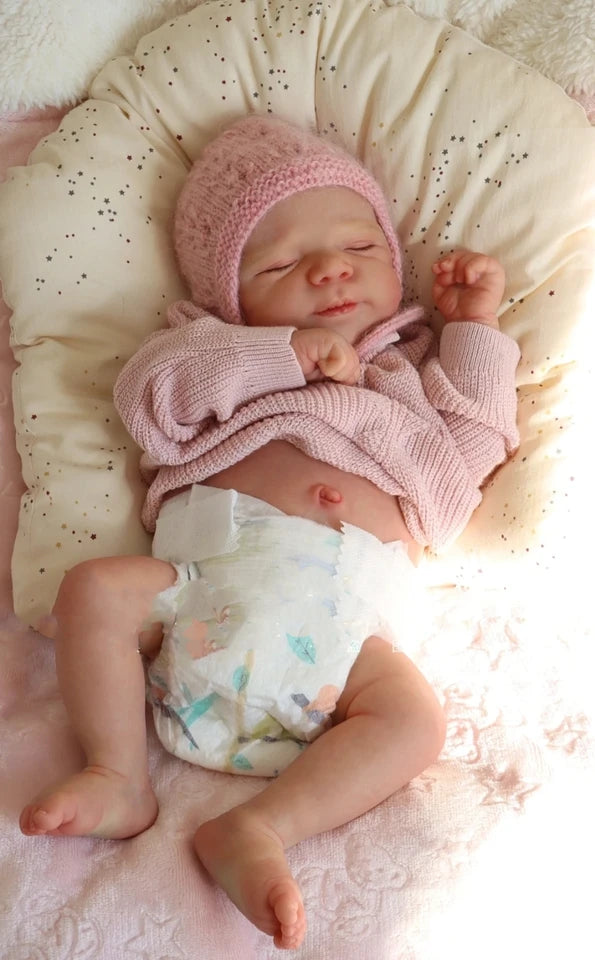 18–20 Inch Full Body Soft Vinyl Reborn Baby Girl Doll – Handmade Lifelike with Painted Hair