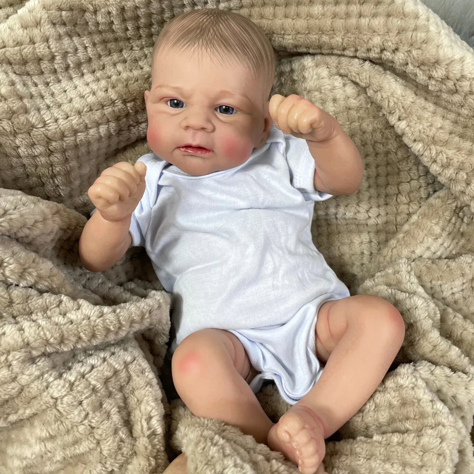 17 Inch Reborn Baby Doll – Elijah Newborn Handmade Doll with Painted Hair & 3D Skin Tone