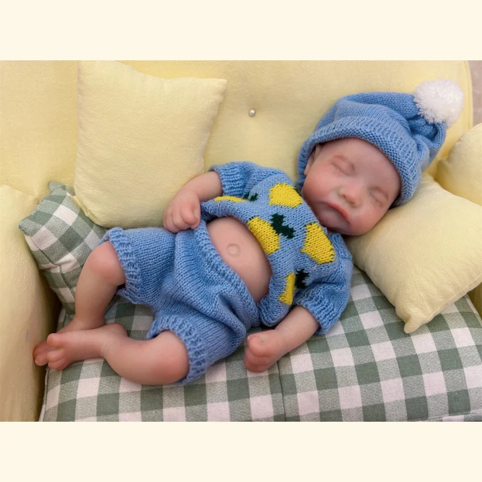 13-Inch Waterproof Solid Silicone Newborn Reborn Boy – Open Mouth, 3D Painted Skin, Soft-Touch Baby Doll, Perfect Gift