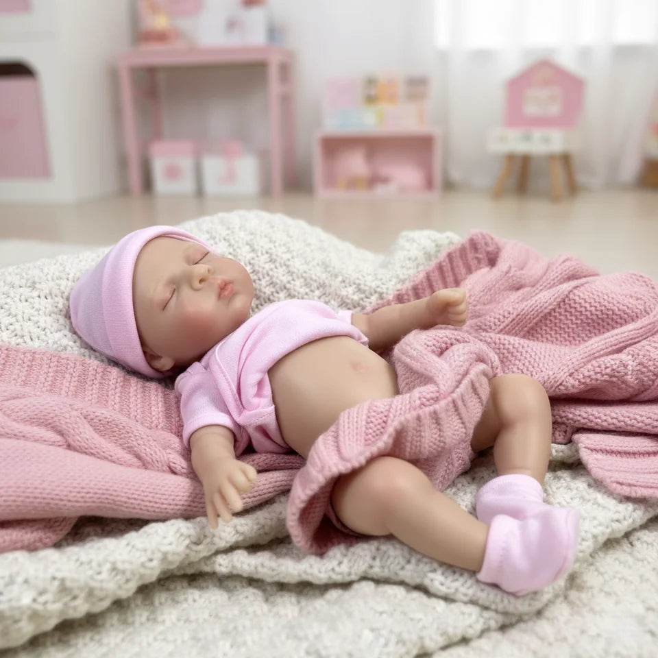 33CM Silicone Reborn Baby Girl “Luna” – Painted & Unpainted, Open Mouth, Soft Lifelike Newborn Doll