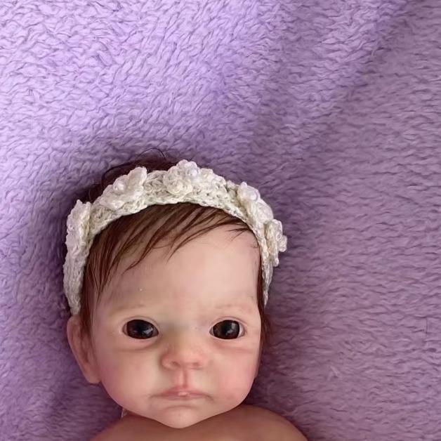 28cm Full Body Waterproof Silicone Reborn Baby Girl – Rooted Hair, Hand-Painted Skin, Lifelike & Handmade