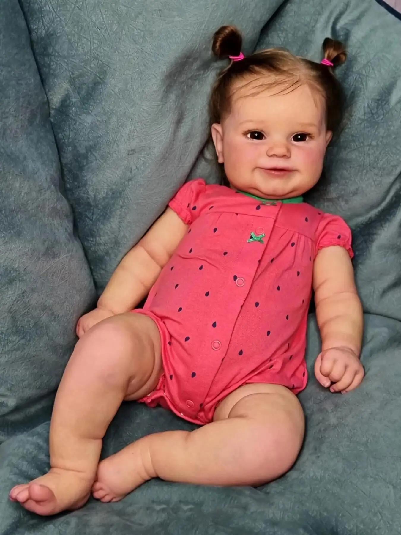 50CM Full Body Soft Silicone Maddie Reborn Baby Girl Doll Lifelike Soft Touch Genesis Painted Doll with Visible Veins