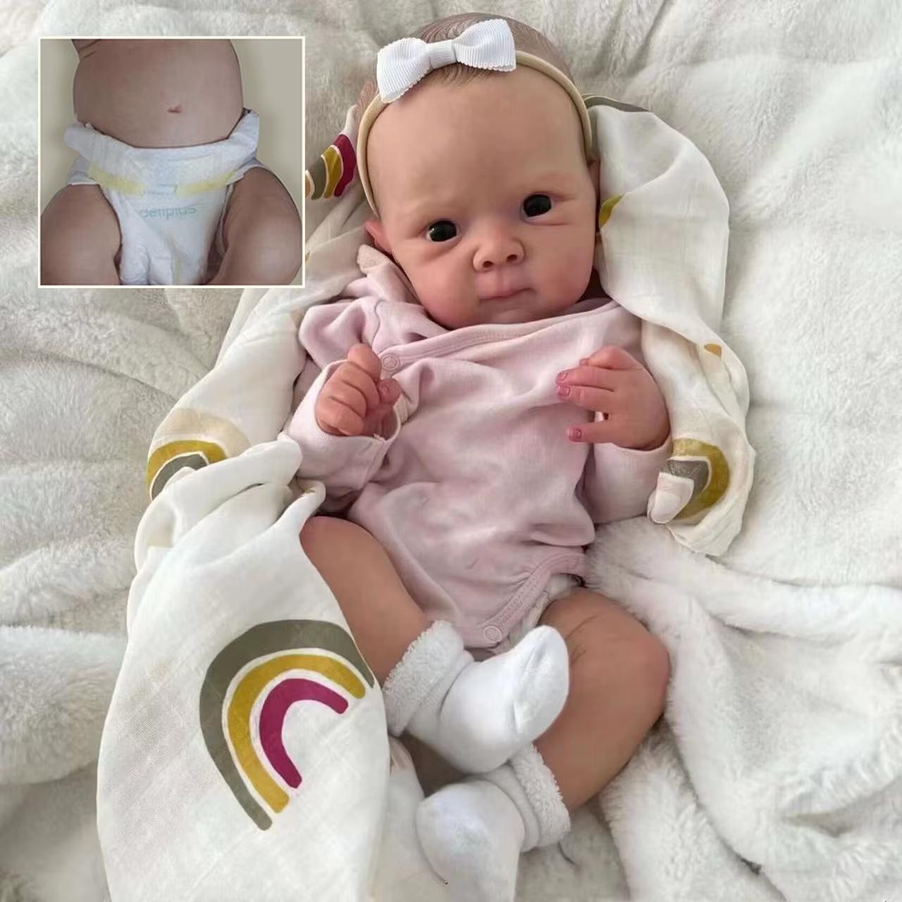19-Inch Bettie Newborn Baby Doll – Full Body Soft Vinyl Reborn with 3D Skin Tone and Multi-Layer Hand Painting