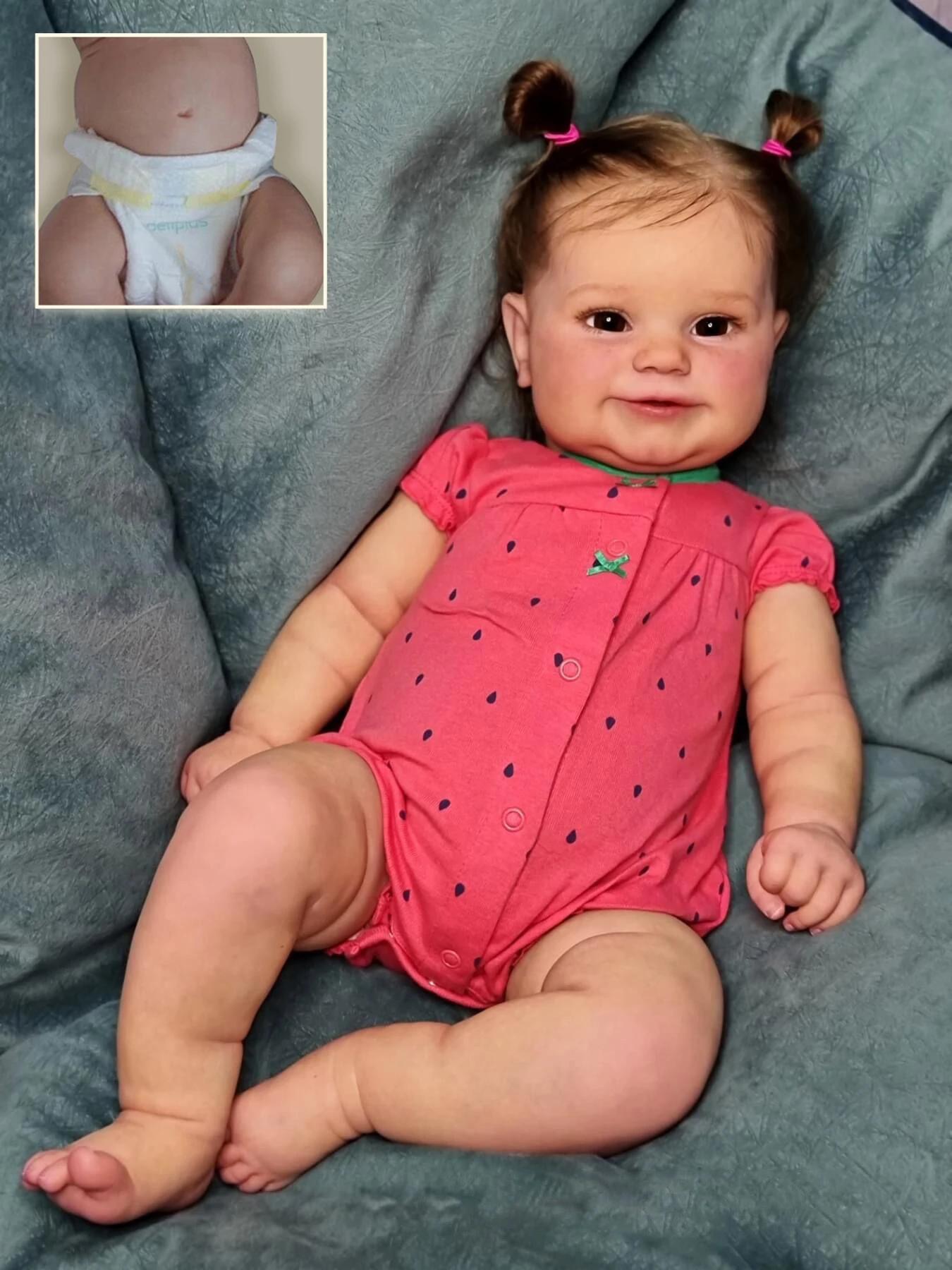 50CM Full Body Soft Silicone Maddie Reborn Baby Girl Doll Lifelike Soft Touch Genesis Painted Doll with Visible Veins