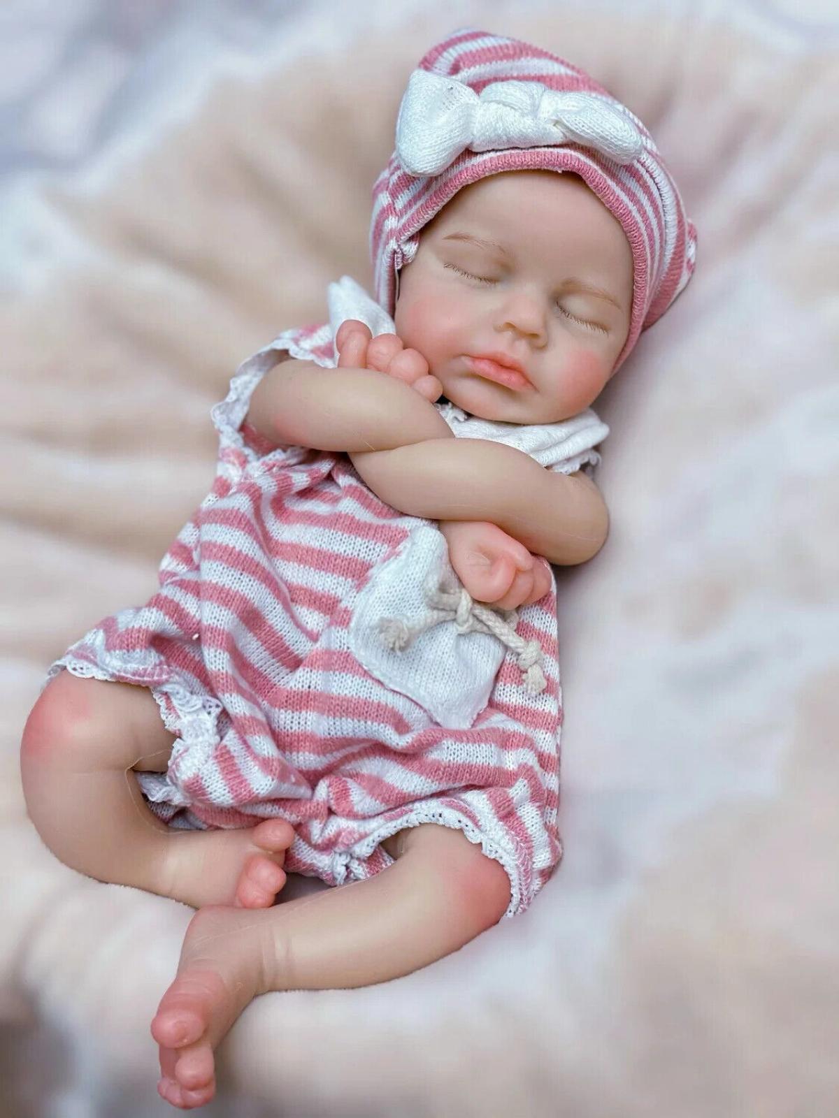 33cm Loulou Full Body Silicone Reborn Baby, Open Mouth, Soft Touch Doll