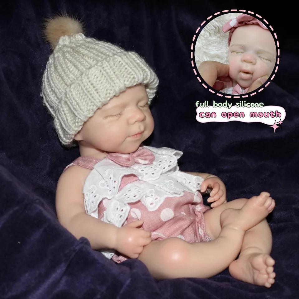 13-Inch Open Mouth Reborn Doll – Pascale Soft Full-Body Silicone Newborn Baby Girl, Hand-Painted