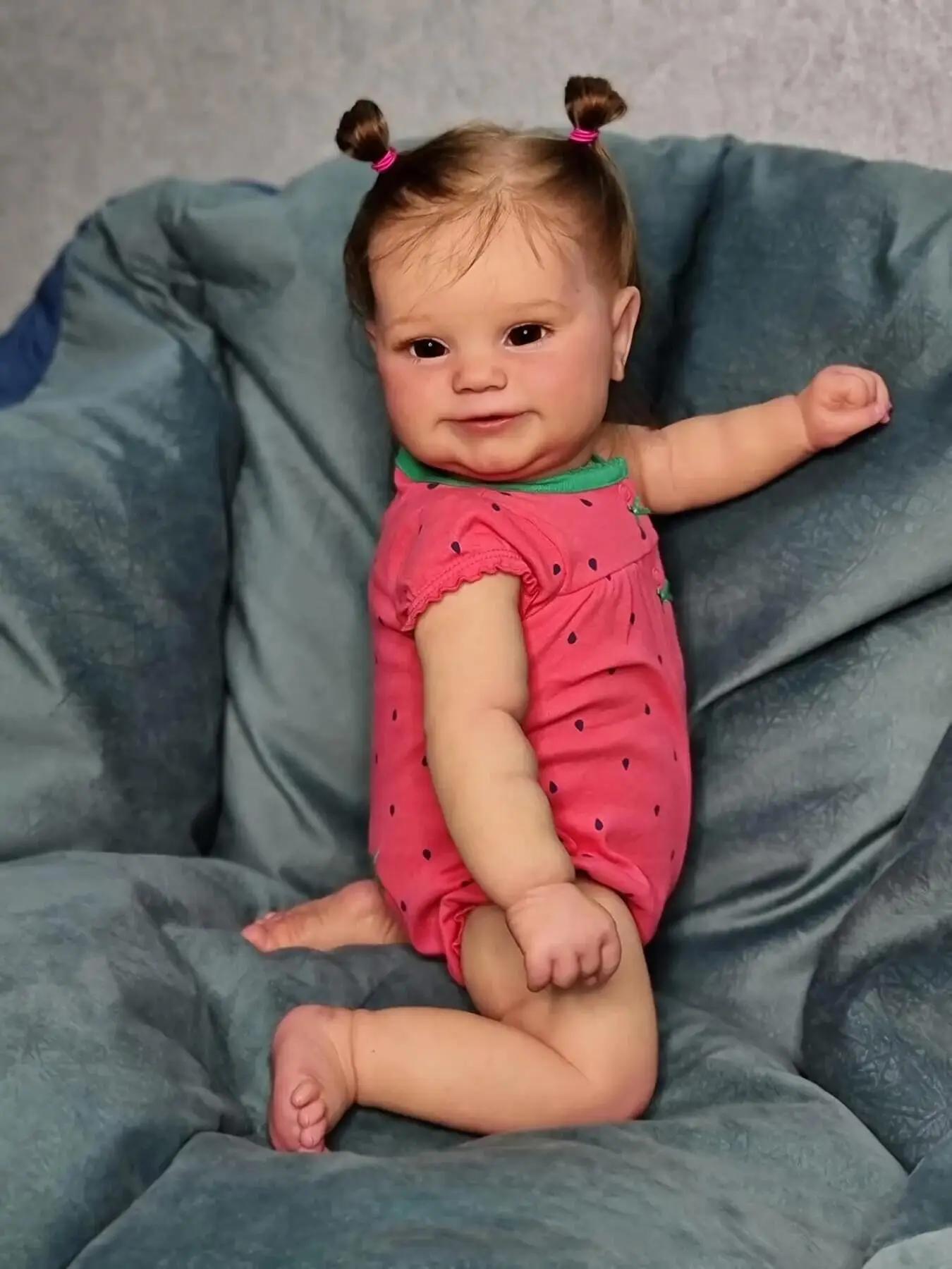 50CM Full Body Soft Silicone Maddie Reborn Baby Girl Doll Lifelike Soft Touch Genesis Painted Doll with Visible Veins