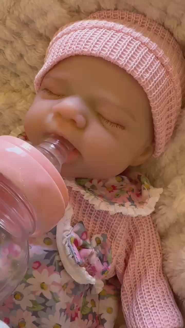 Open-Mouth 33cm Pascale Full-Body Silicone Reborn Girl Doll – Painted Skin, Washable, Soft-Touch Newborn