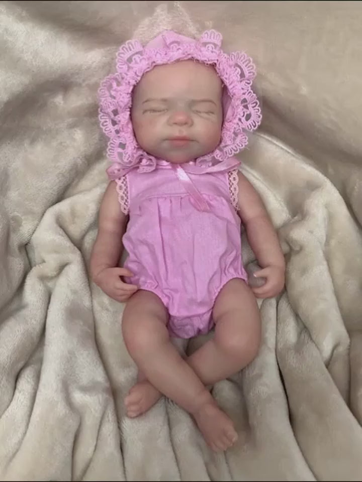 13-Inch Realistic Full Body Silicone Reborn Baby Girl Doll – Soft Newborn Feel, Open Mouth